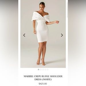 Alieva- maribel crepe ruffle shoulder dress (white)